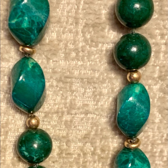 Genuine Malachite Necklace with Gold Spacers - Picture 4 of 9